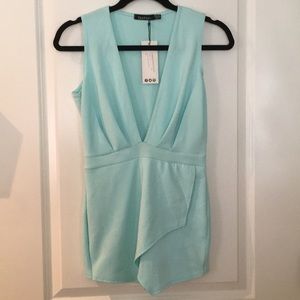 Boohoo V-neck romper with envelope skort bottom